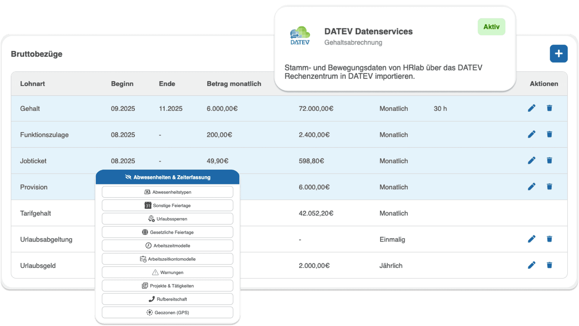 Arbeitszeitkonto Schnittstelle zur Lohnabrechnung mit HRlab
