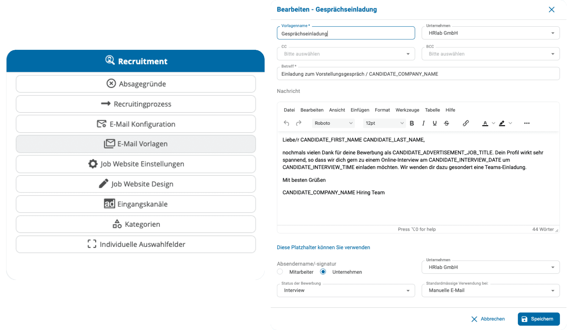 In HRlab direkt mit Bewerbern kommunizieren