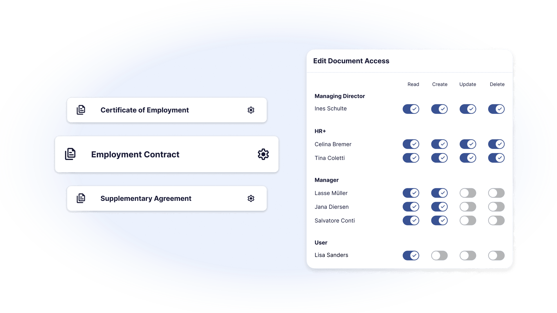 Flexible role & access rights