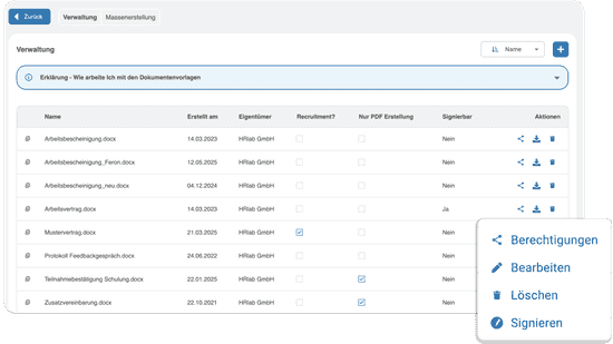 Dokumentenmanagement mit HRlab inklusive Berechtigungskonzept