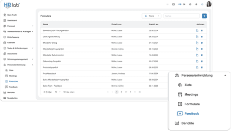 360 Grad Feedback effizient und automatisiert verwalten mit HRlab Personal Software.
